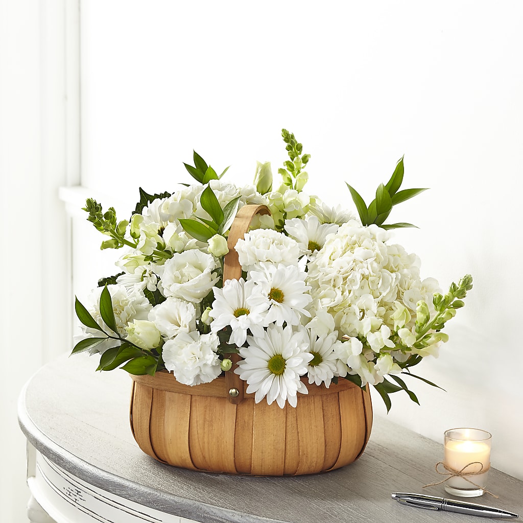 Pure Ivory Basket – Zapateria Y Floreria Hernandez, San Jose CA