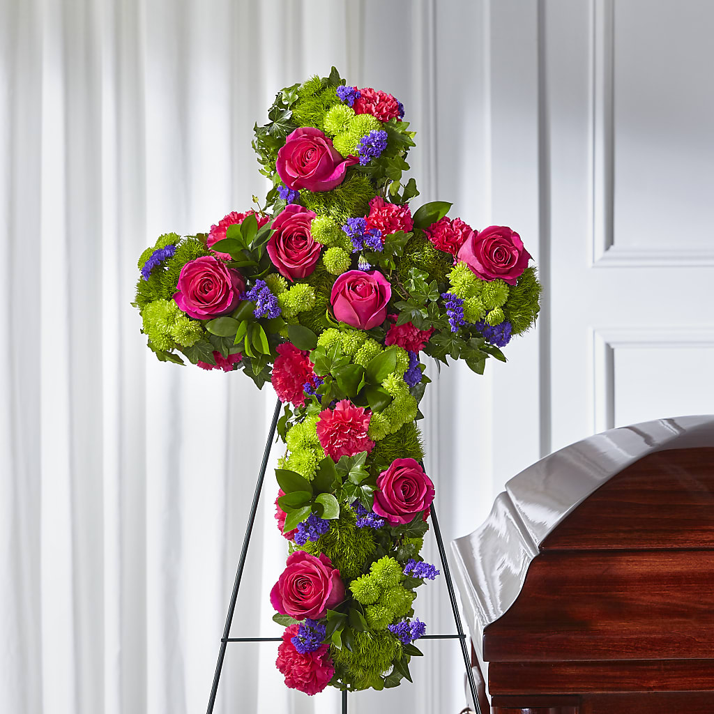 Tribute Rose Floral Cross – Zapateria Y Floreria Hernandez, San Jose CA