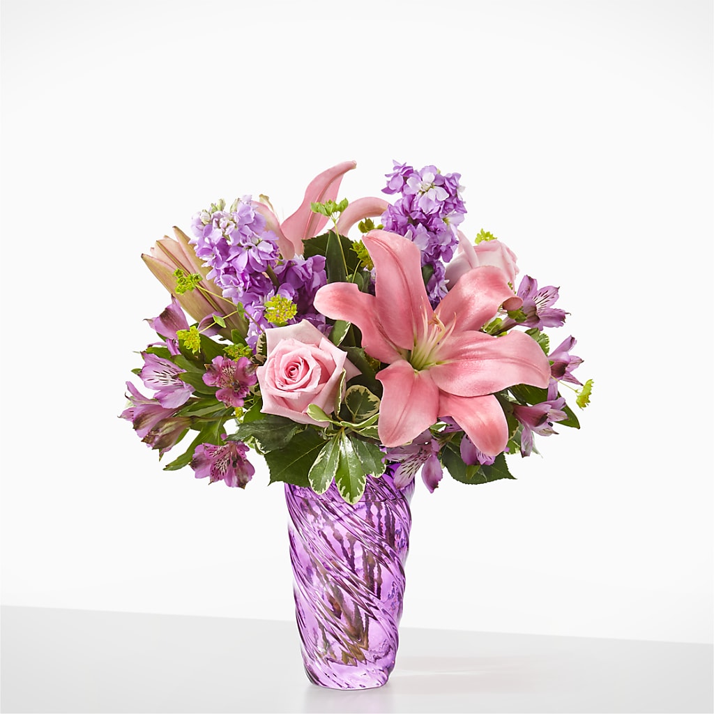 Precious Petals Bouquet with Luxe Swirl Vase – Zapateria Y Floreria Hernandez, San Jose CA