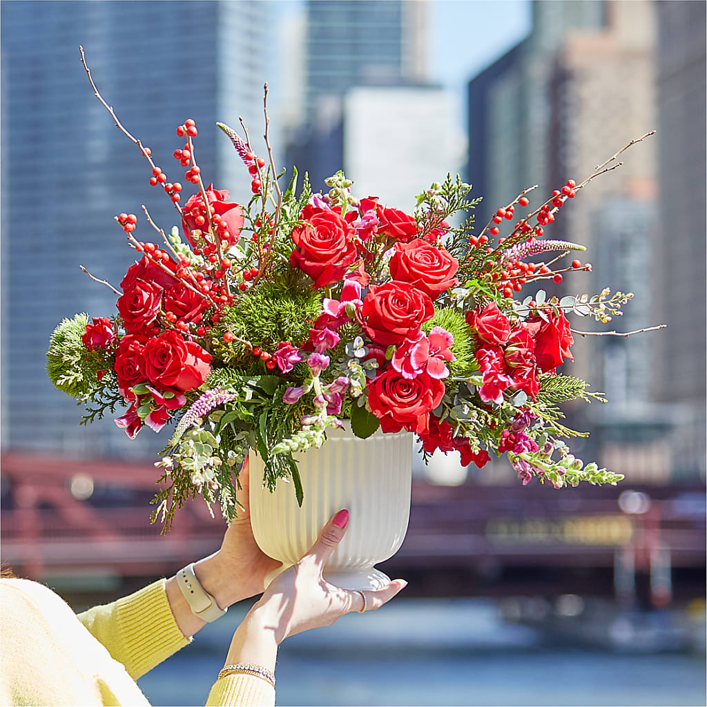 Big Red Bow Bouquet –  Zapateria Y Floreria Hernandez, San Jose CA