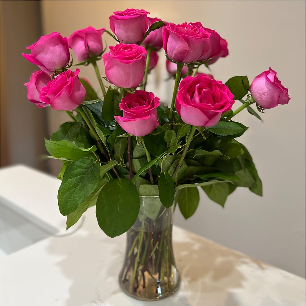 Long Stem Pink Rose Bouquet –  Zapateria Y Floreria Hernandez, San Jose CA