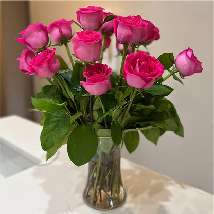 Long Stem Pink Rose Bouquet –  Zapateria Y Floreria Hernandez, San Jose CA