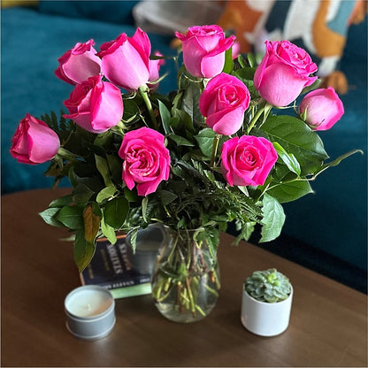 Long Stem Pink Rose Bouquet –  Zapateria Y Floreria Hernandez, San Jose CA