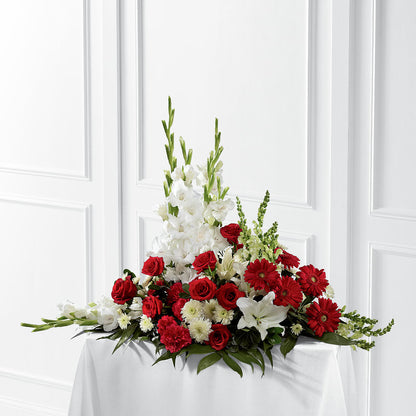 Crimson & White Arrangement –  Zapateria Y Floreria Hernandez, San Jose CA