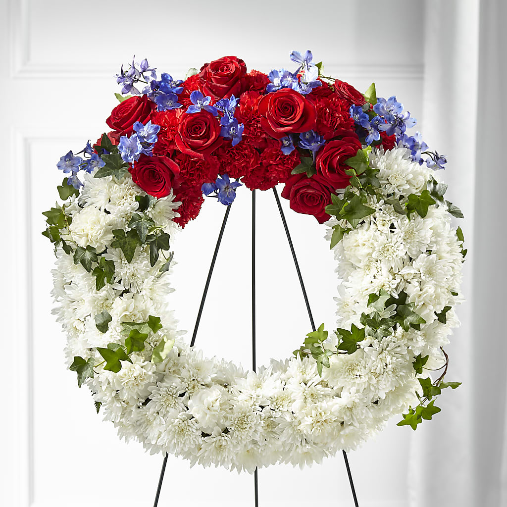Patriotic Passion Wreath –  Zapateria Y Floreria Hernandez, San Jose CA