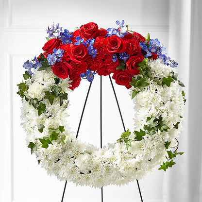 Patriotic Passion Wreath –  Zapateria Y Floreria Hernandez, San Jose CA