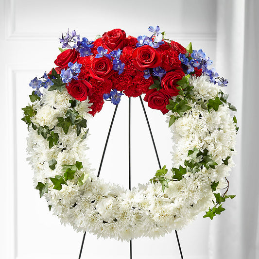 Patriotic Passion Wreath –  Zapateria Y Floreria Hernandez, San Jose CA