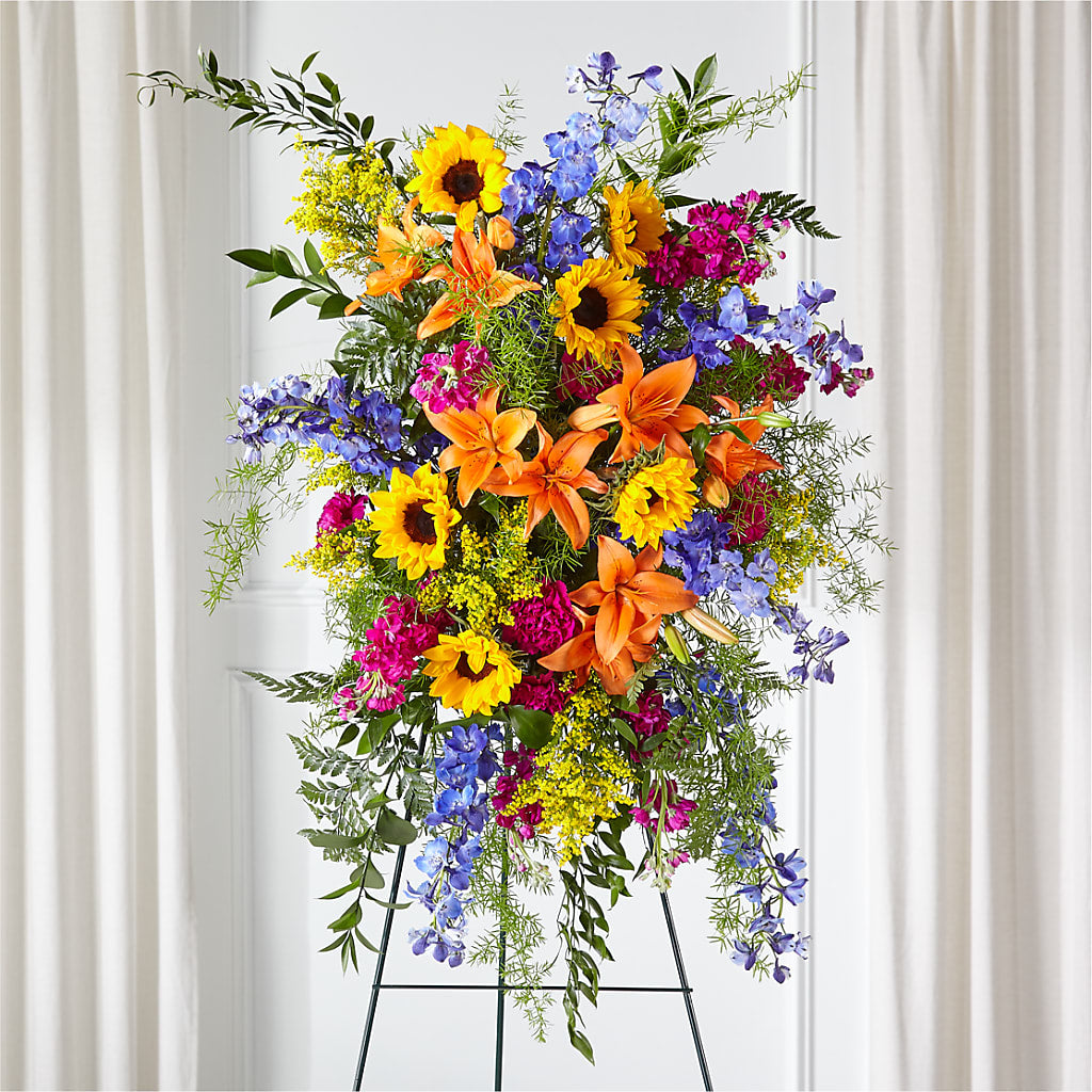 Sunlit Memories Standing Spray (Standard) –  Zapateria Y Floreria Hernandez, San Jose CA