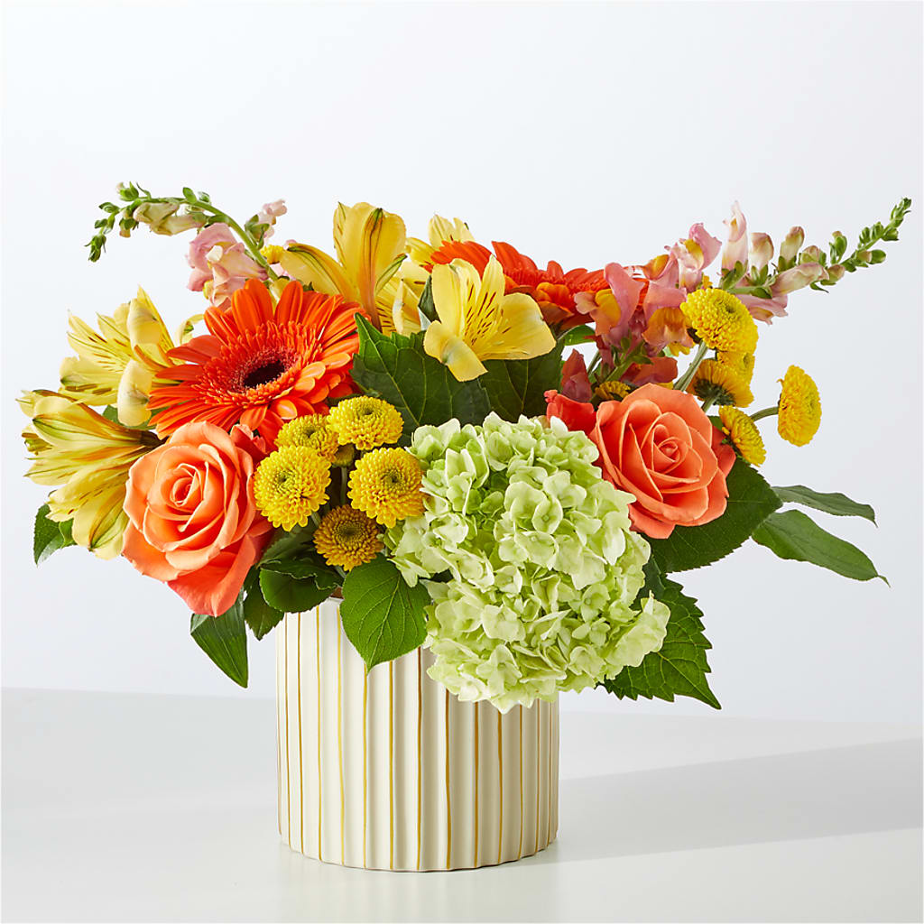 Autumn Sunshine Bouquet with Ivory Vase –  Zapateria Y Floreria Hernandez, San Jose CA