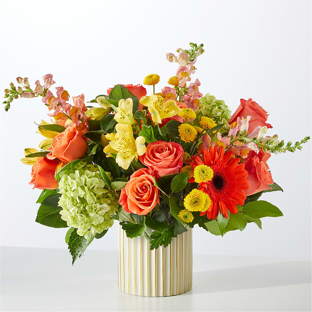 Autumn Sunshine Bouquet with Ivory Vase –  Zapateria Y Floreria Hernandez, San Jose CA