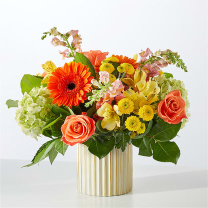 Autumn Sunshine Bouquet with Ivory Vase –  Zapateria Y Floreria Hernandez, San Jose CA