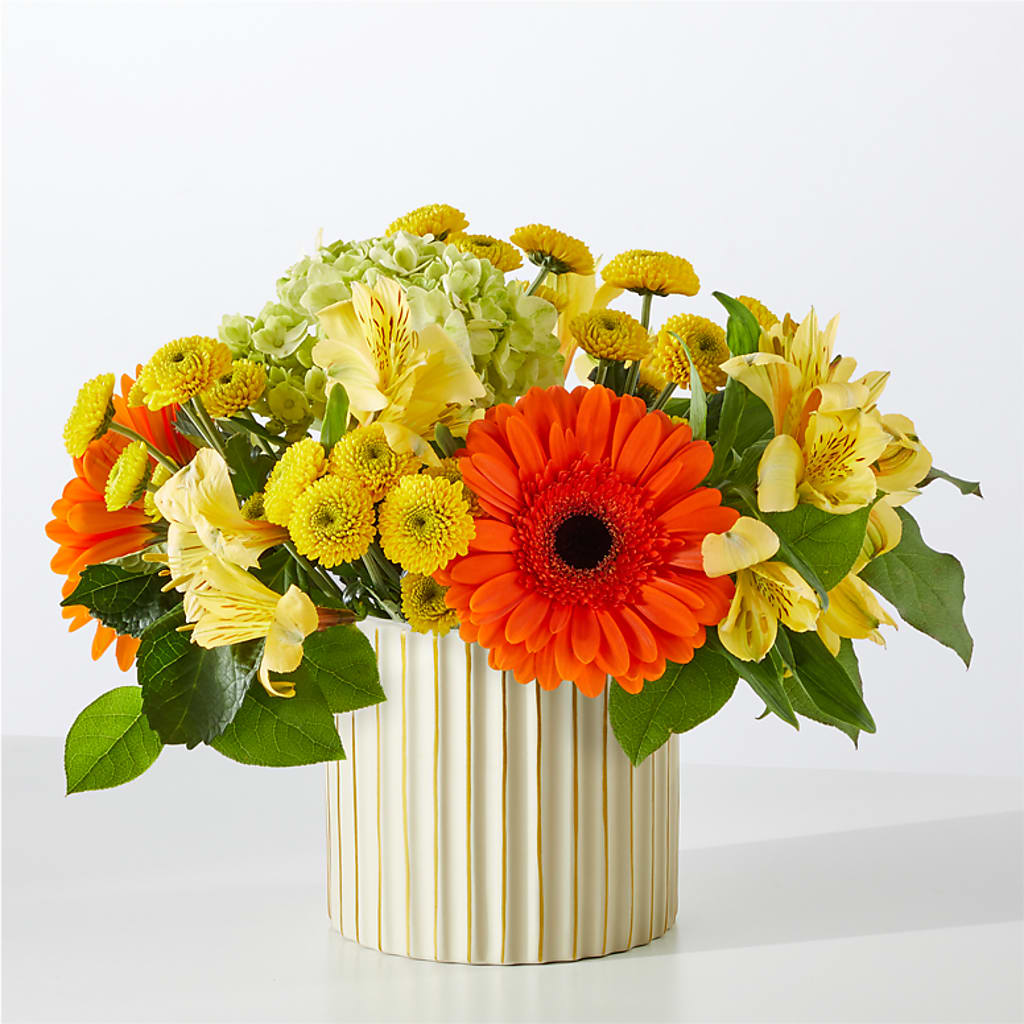 Autumn Sunshine Bouquet with Ivory Vase –  Zapateria Y Floreria Hernandez, San Jose CA